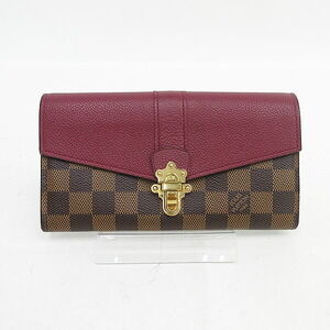 Louis Vuitton Damier Portefeuille Wallet Clapton Long Raisin
